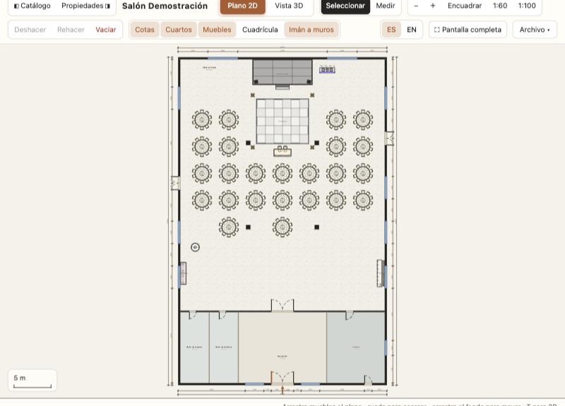El mismo salón en plano 2D